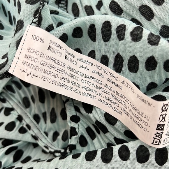 Zara‎ Polka Dot Low Back Lightweight Slip-on Aqua Black Maxi Dress Size S - Picture 10 of 10
